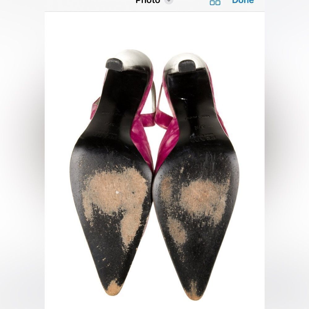 Prada Vintage Pink Suede Tie-Dye Pointed Slingback Pumps size 37.5 - Picture 10 of 11